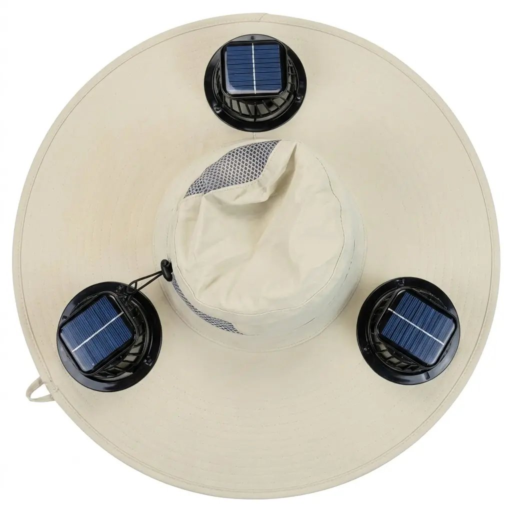2026 New 3-Solar-Fan Cooling Hat — UPF50+ Sun Protection, Triple-Power Rechargeable, & Water-Resistant