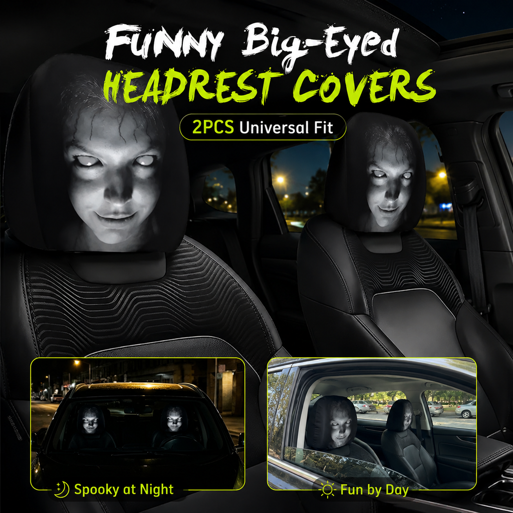 🔥HOT SALE 55% OFF😆 Funny Cartoon Car Headrest Covers – 2PCS Universal Fit 🚗