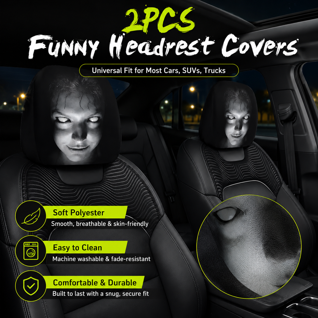 🔥HOT SALE 55% OFF😆 Funny Cartoon Car Headrest Covers – 2PCS Universal Fit 🚗