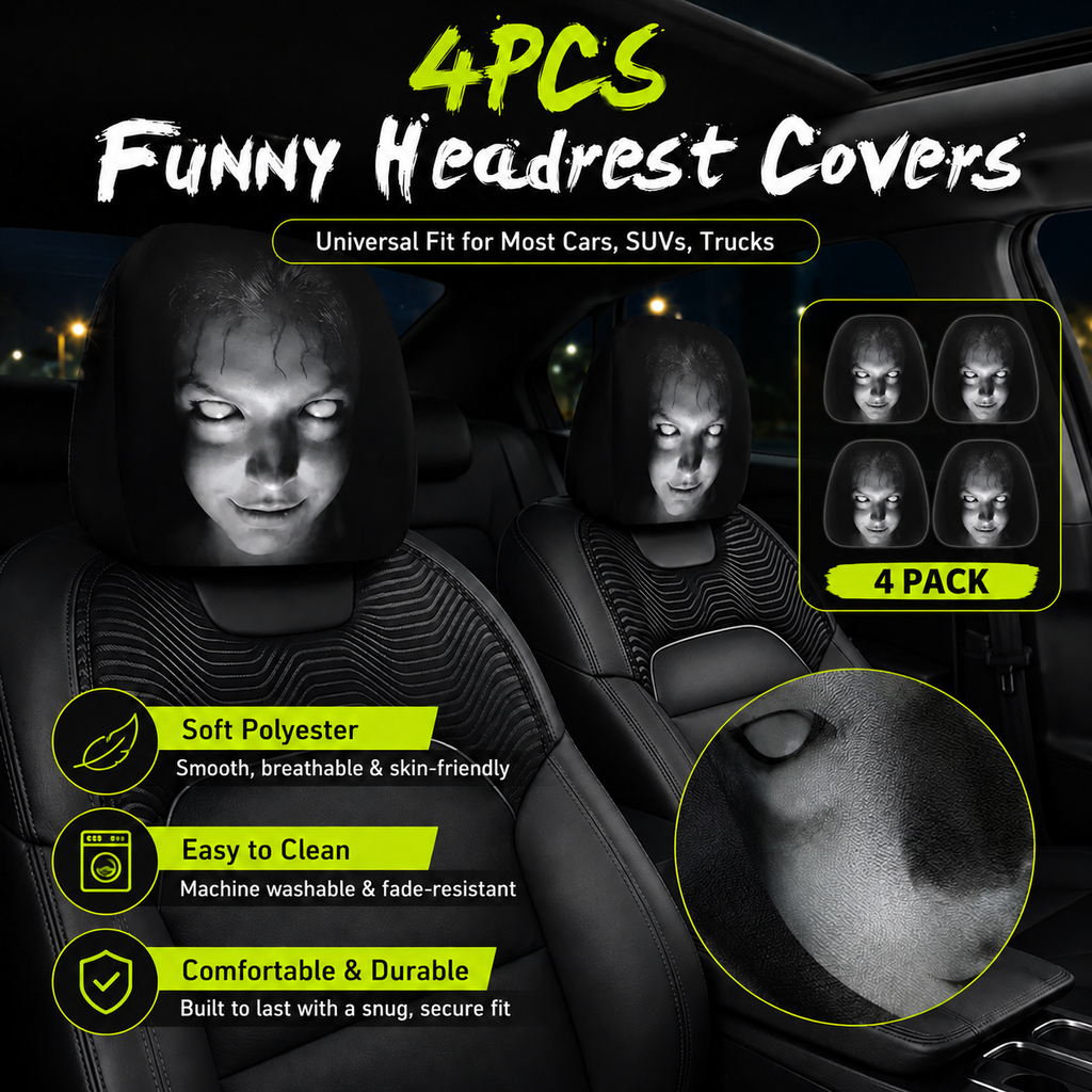 🔥HOT SALE 55% OFF😆 Funny Cartoon Car Headrest Covers – 2PCS Universal Fit 🚗