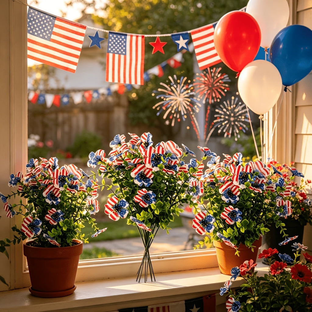 🦅4th of July Hot Sale 50% Off 🔥 Patriotic Red White Blue Artificial Flowers💐