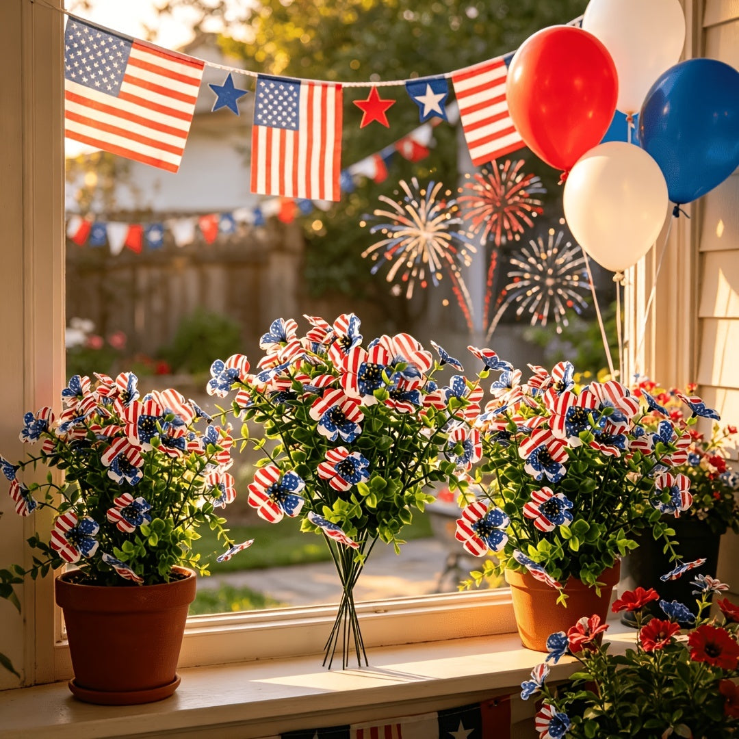 🦅4th of July Hot Sale 50% Off 🔥 Patriotic Red White Blue Artificial Flowers💐