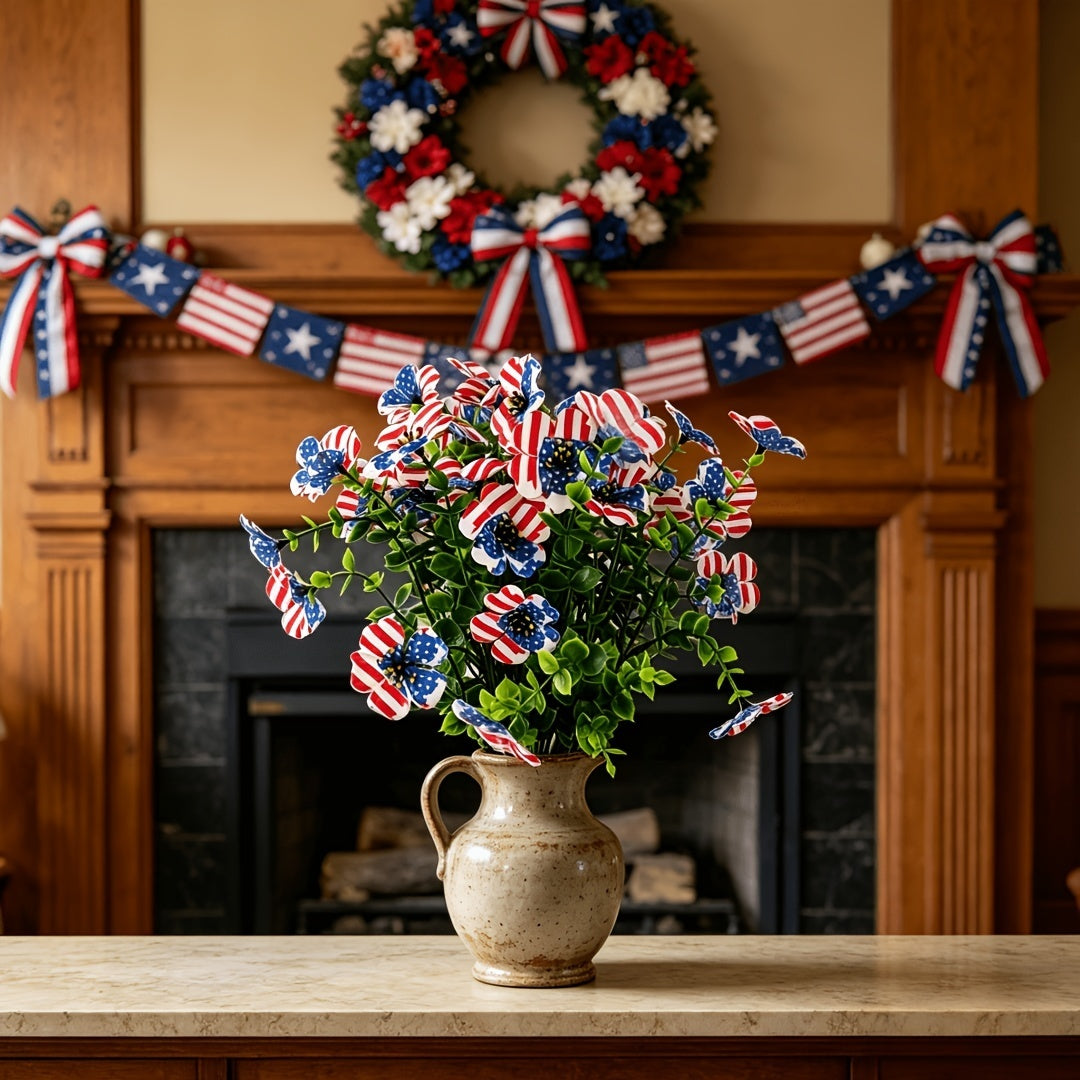 🦅4th of July Hot Sale 50% Off 🔥 Patriotic Red White Blue Artificial Flowers💐
