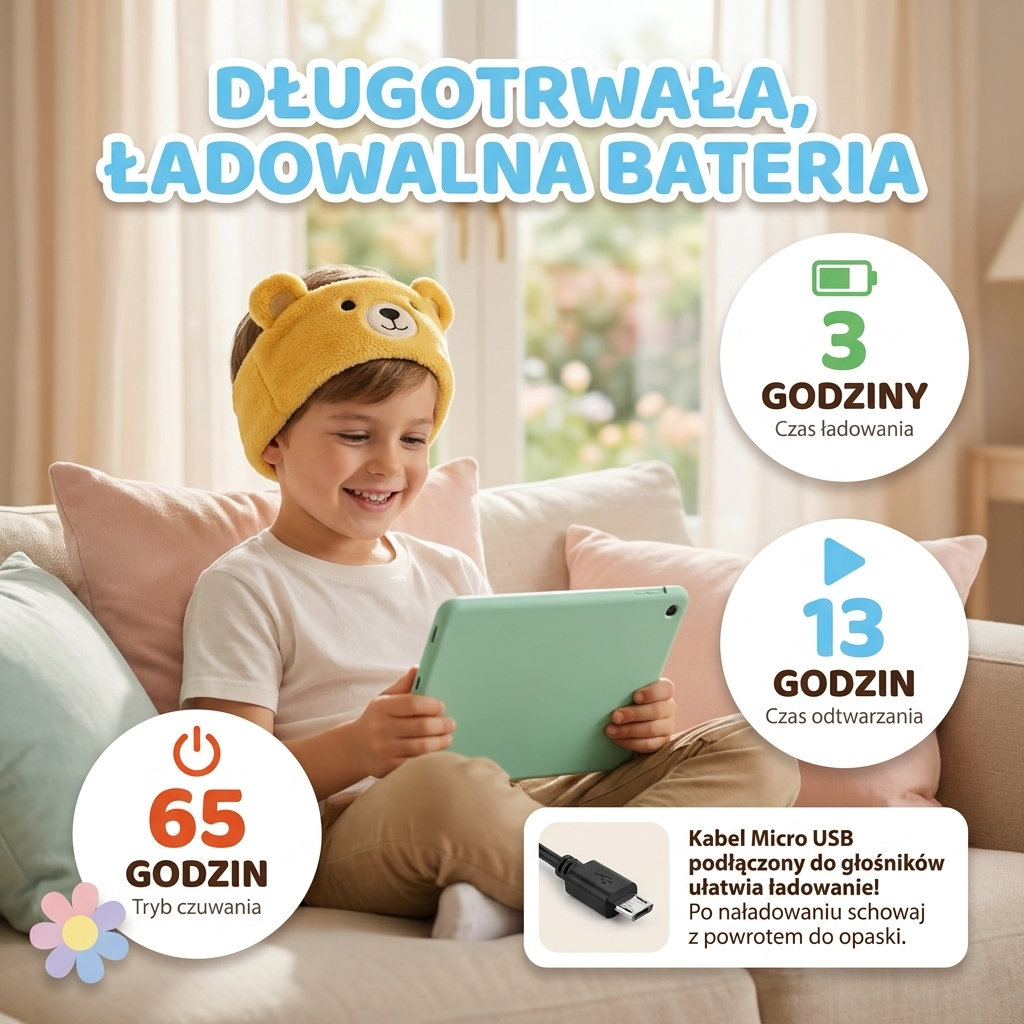 Figluska Spokojna Główka - Uspokajająca opaska z głośnikiem